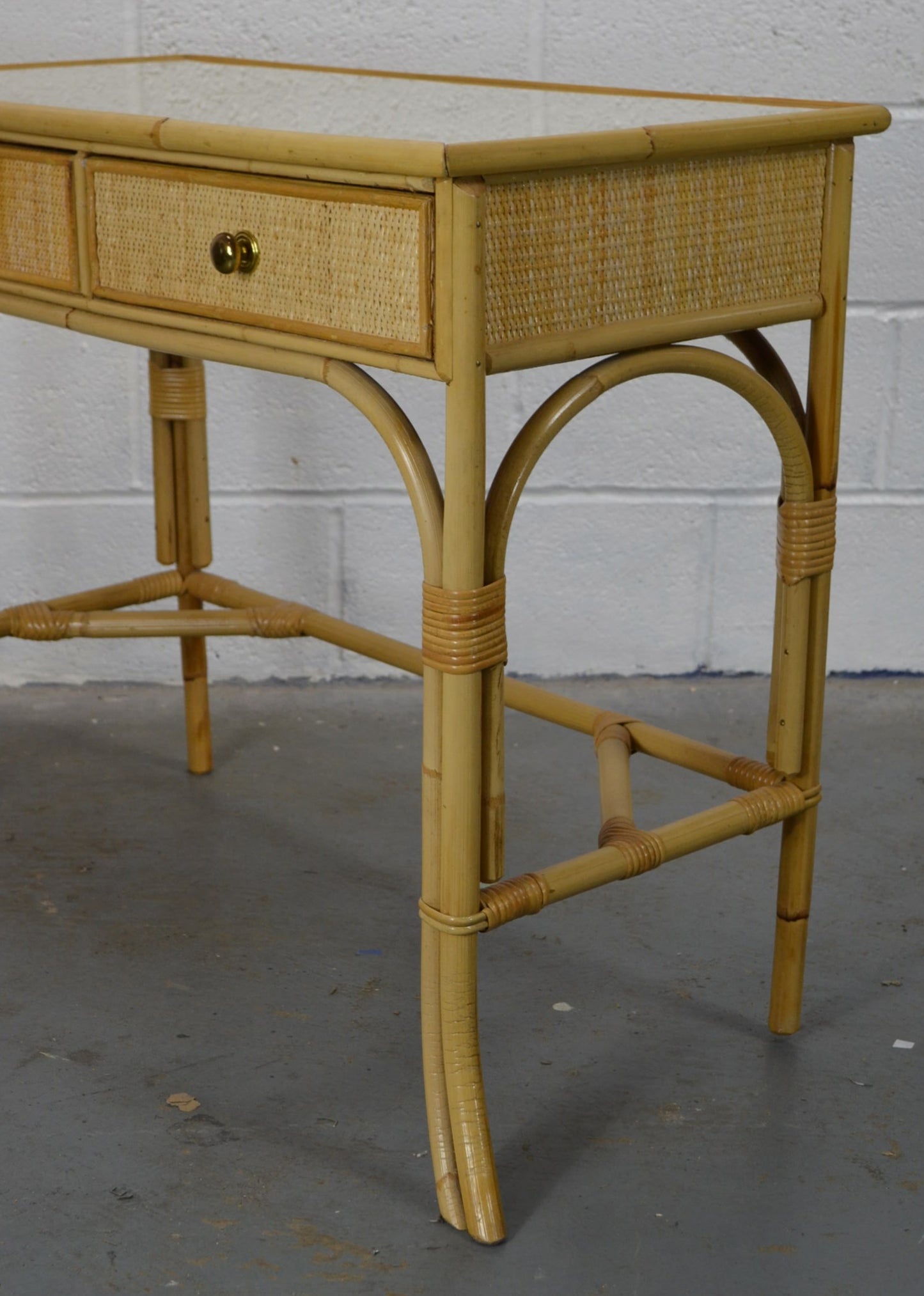 A Mid Century Rattan Bamboo Writing Desk/Dressing Table