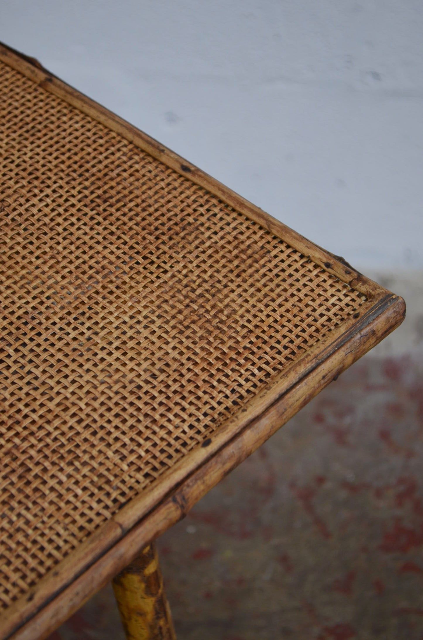 Antique Bamboo Side Table With Rectangular Top