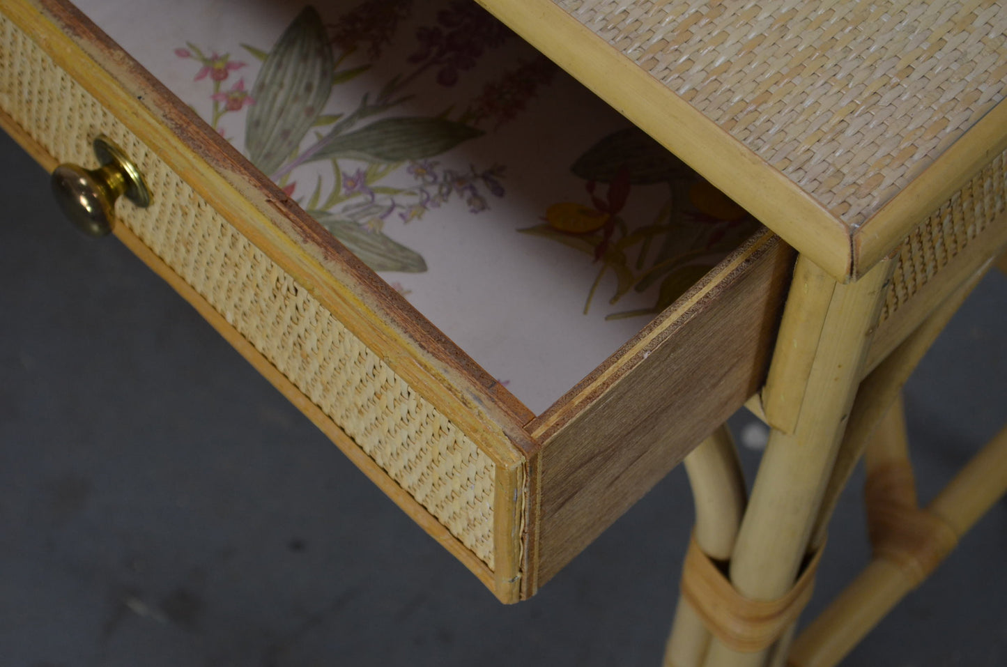A Mid Century Rattan Bamboo Writing Desk/Dressing Table