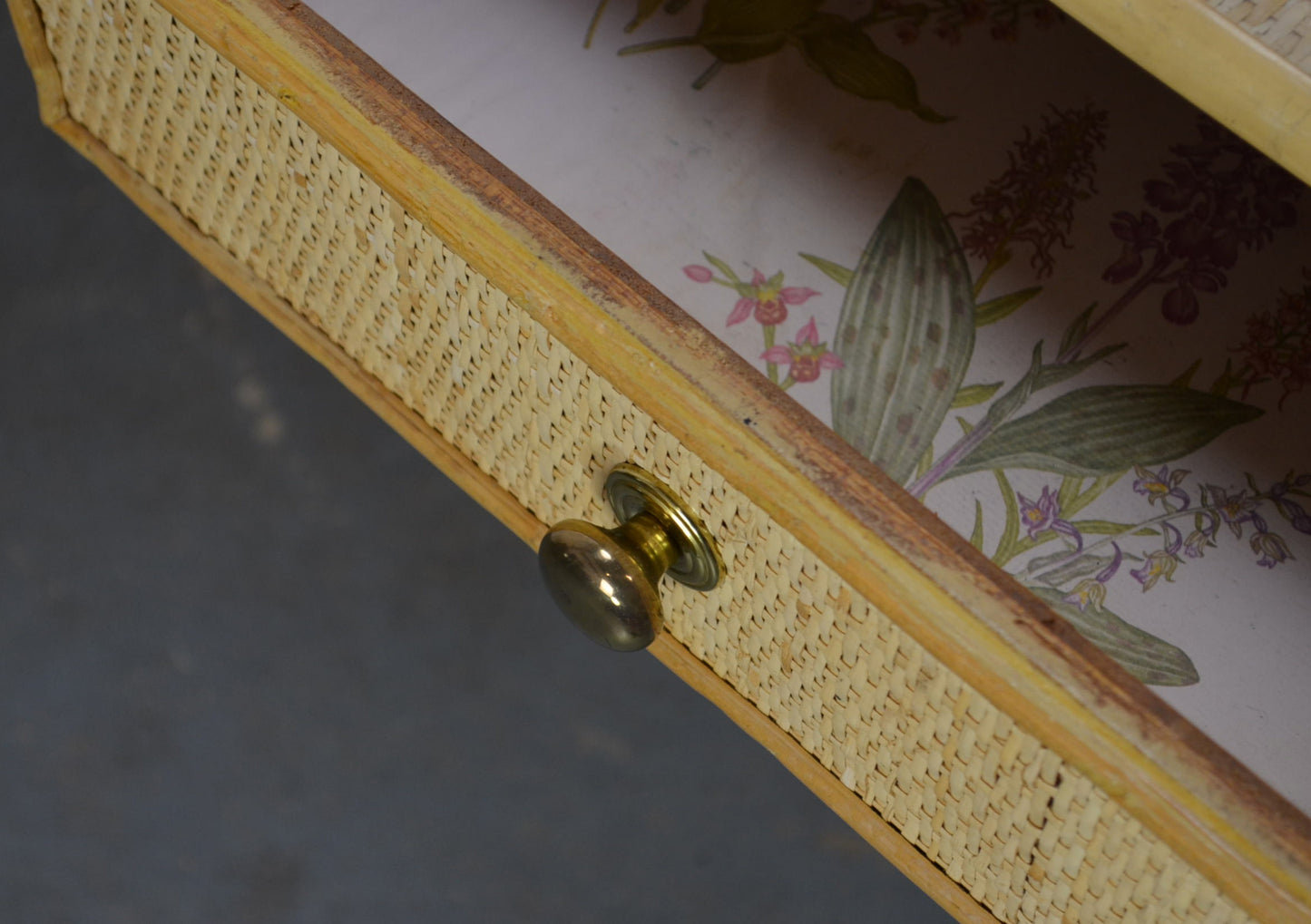A Mid Century Rattan Bamboo Writing Desk/Dressing Table