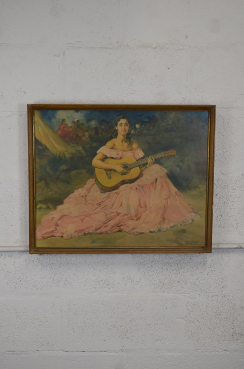 Mid Century Print - Spanish Musician - Francisco Rodriguez Sanchez Clement