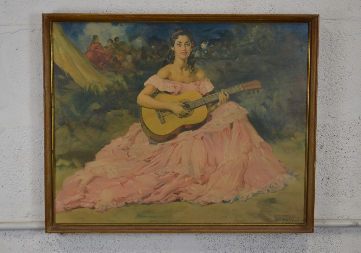 Mid Century Print - Spanish Musician - Francisco Rodriguez Sanchez Clement