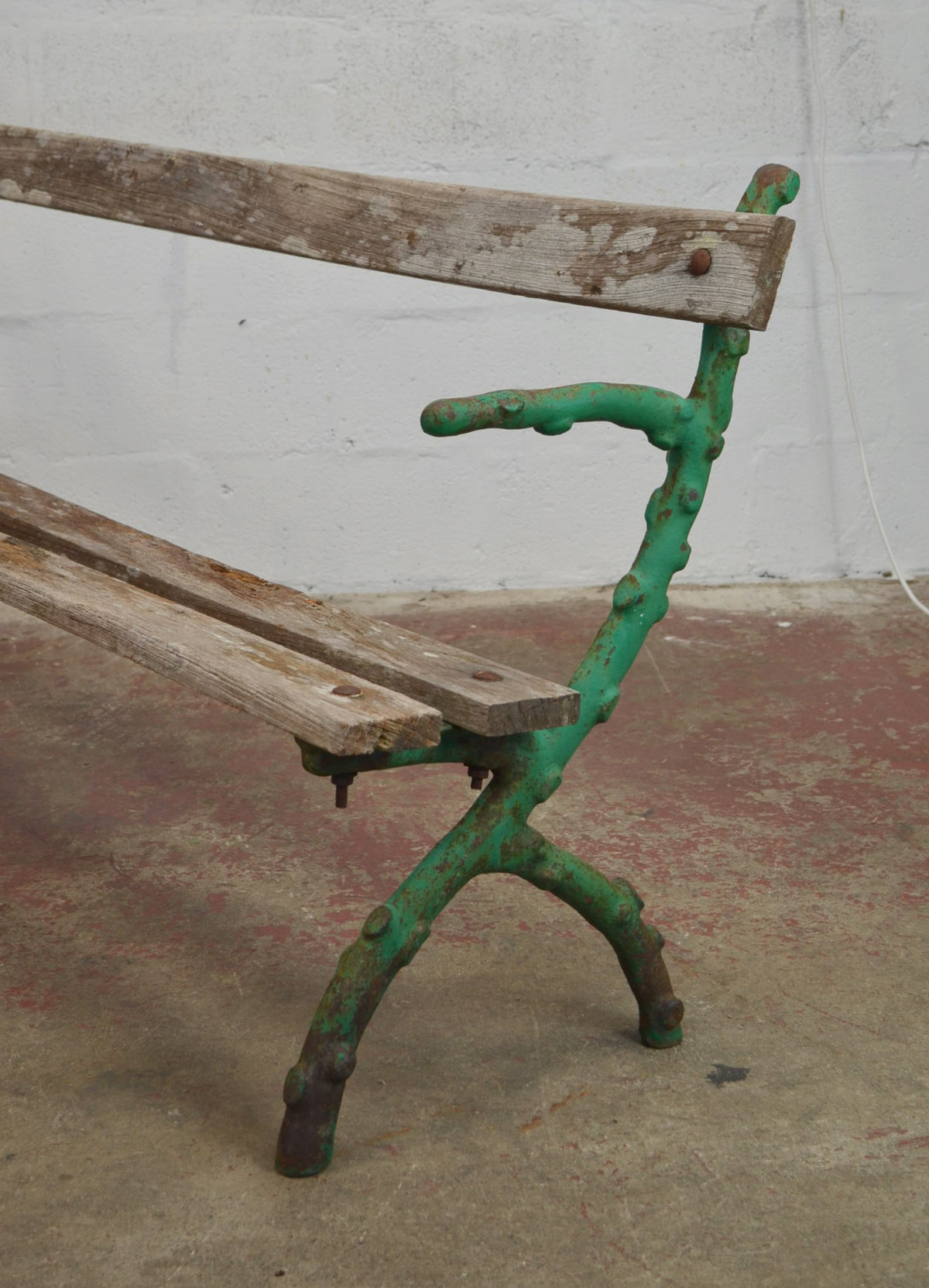 Victorian Rustic Cast Iron & Wood Garden Bench – "Twig" Pattern