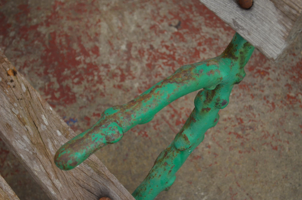 Victorian Rustic Cast Iron & Wood Garden Bench – "Twig" Pattern