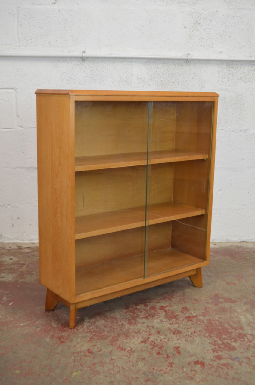 Vintage Pair Of Mid Century Beech Bookcases