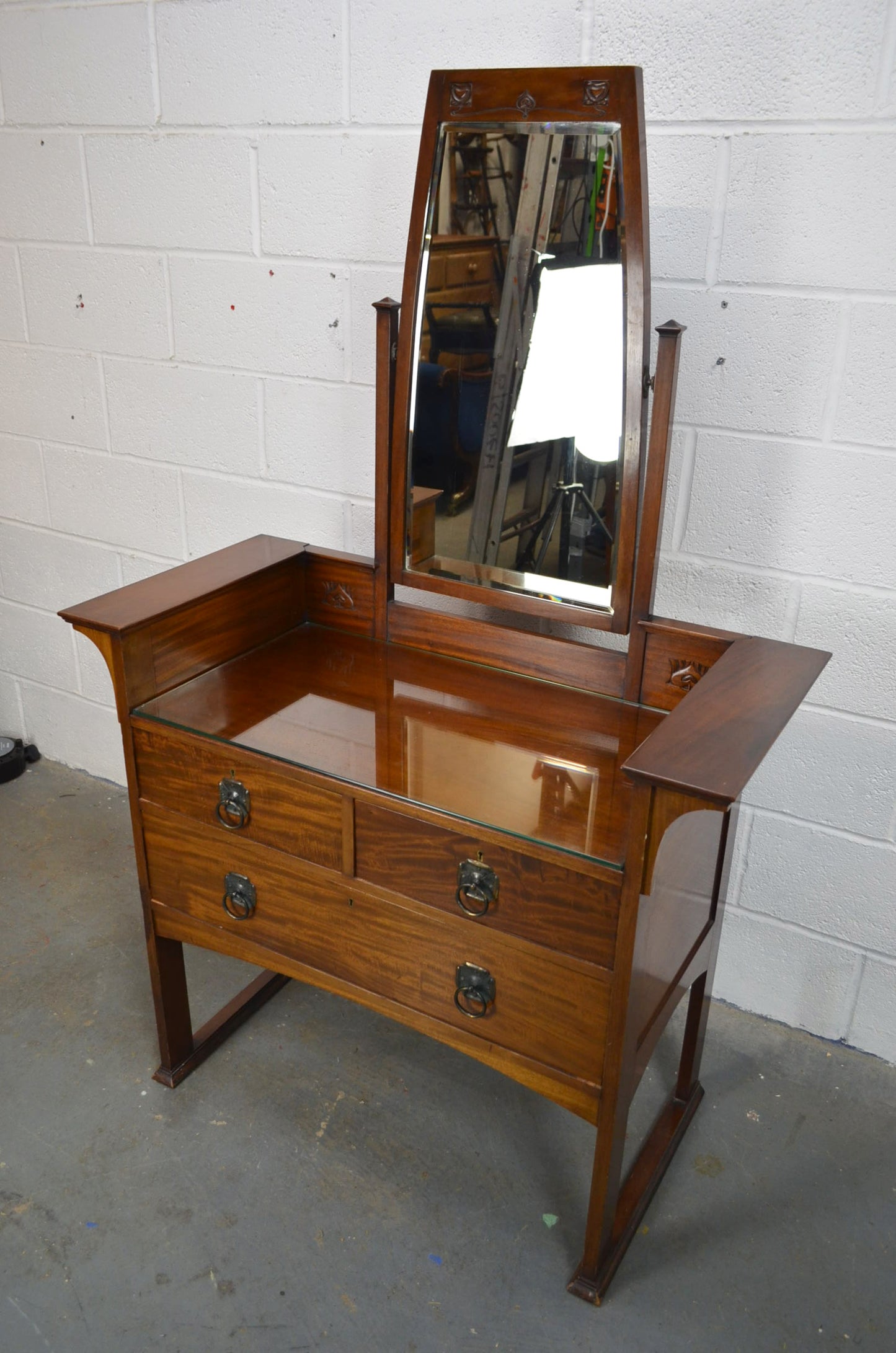 A Late 19th Century Art Nouveau Mahogany Dressing Table - Liberty & Co
