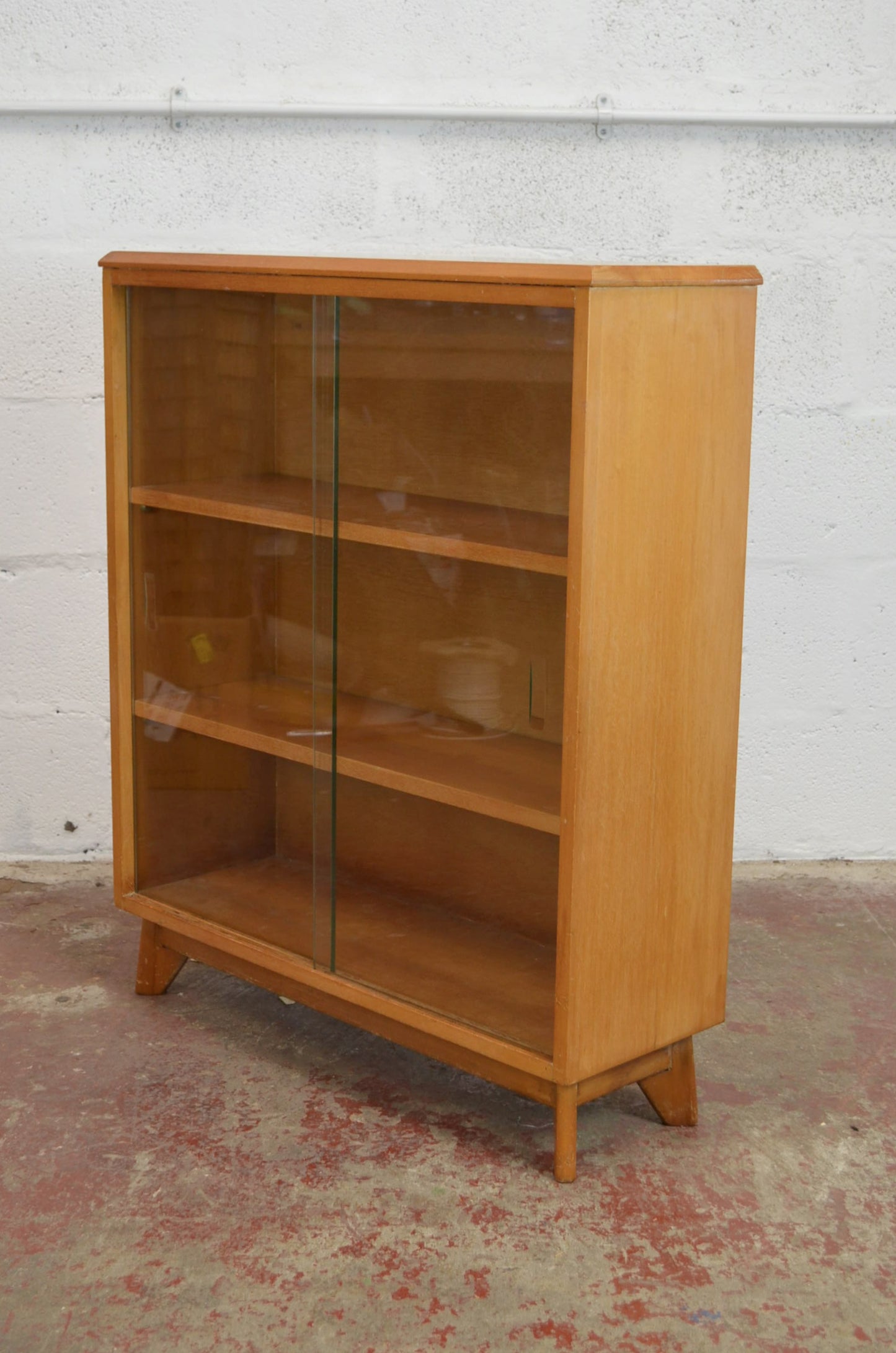 Vintage Pair Of Mid Century Beech Bookcases