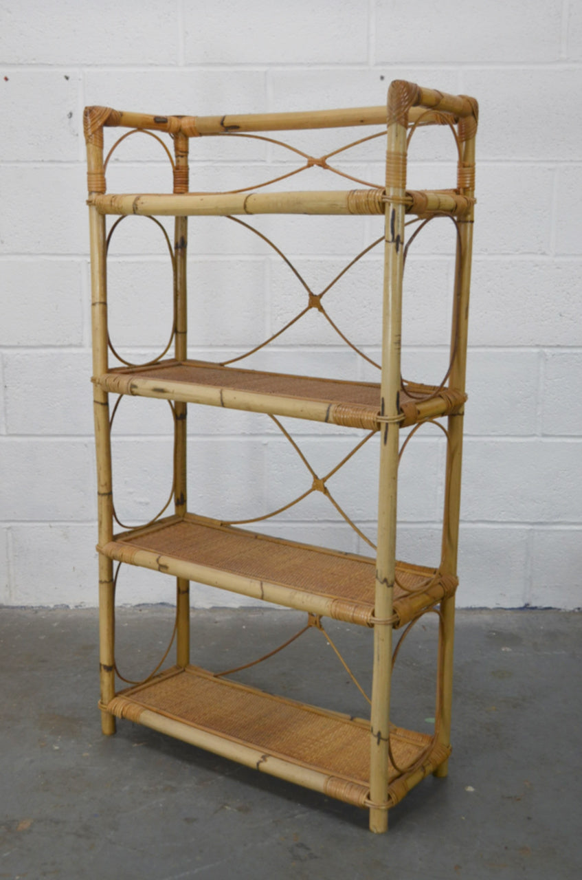 Vintage Bamboo Rattan Bookshelf (1)
