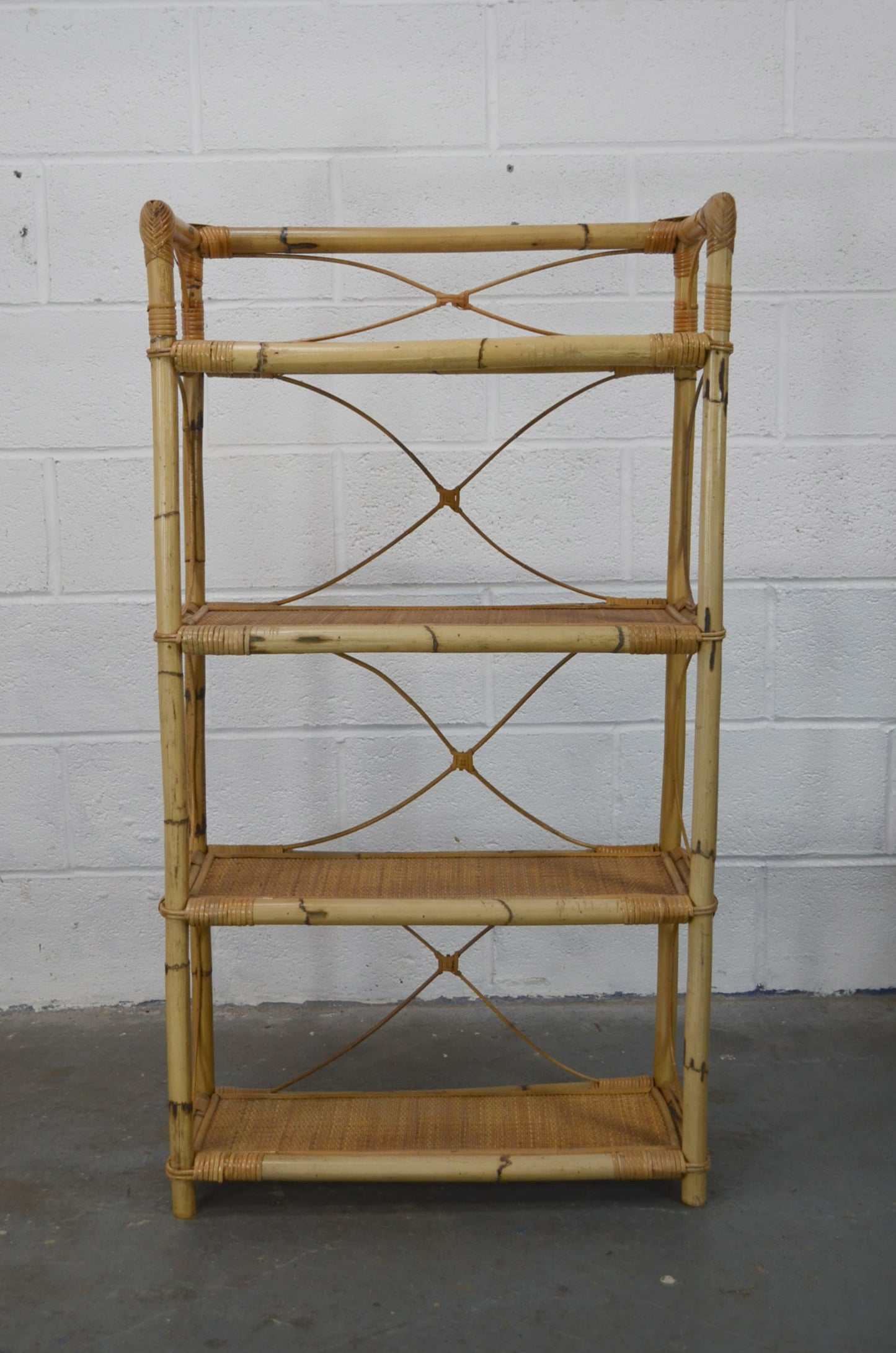 Vintage Bamboo Rattan Bookshelf (1)