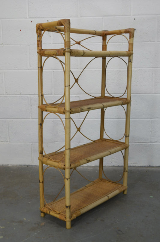 Vintage Bamboo Rattan Bookshelf (1)