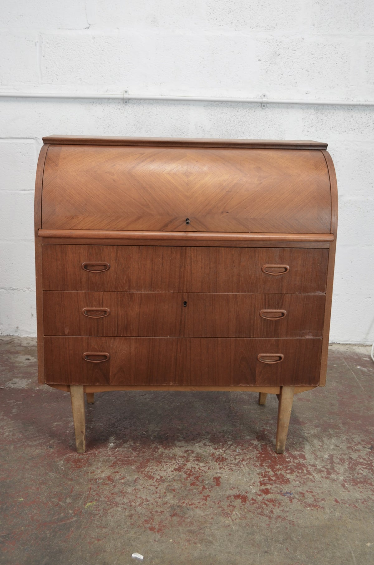 Vintage Mid Century Cylinder Bureau