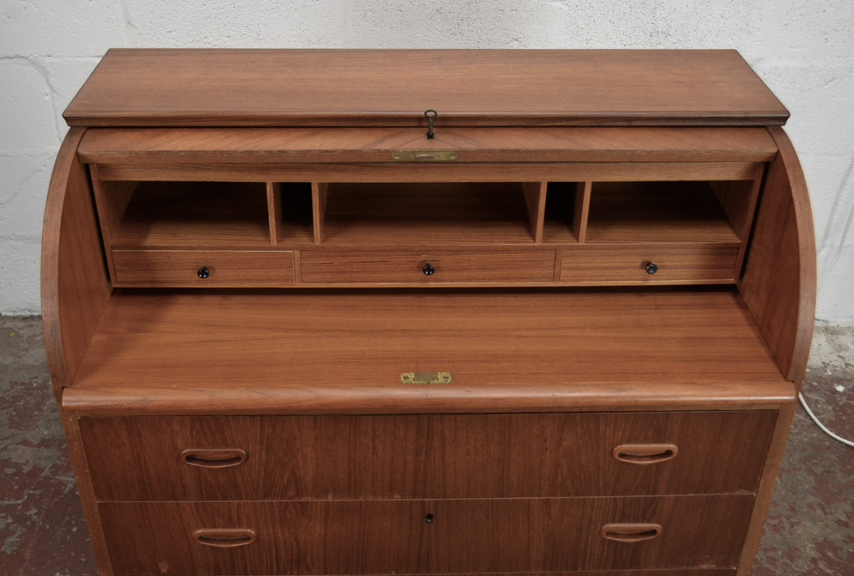 Vintage Mid Century Cylinder Bureau