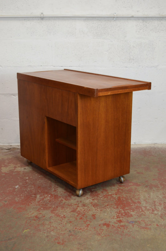 Vintage Mid Century Teak Wood Drinks Trolley