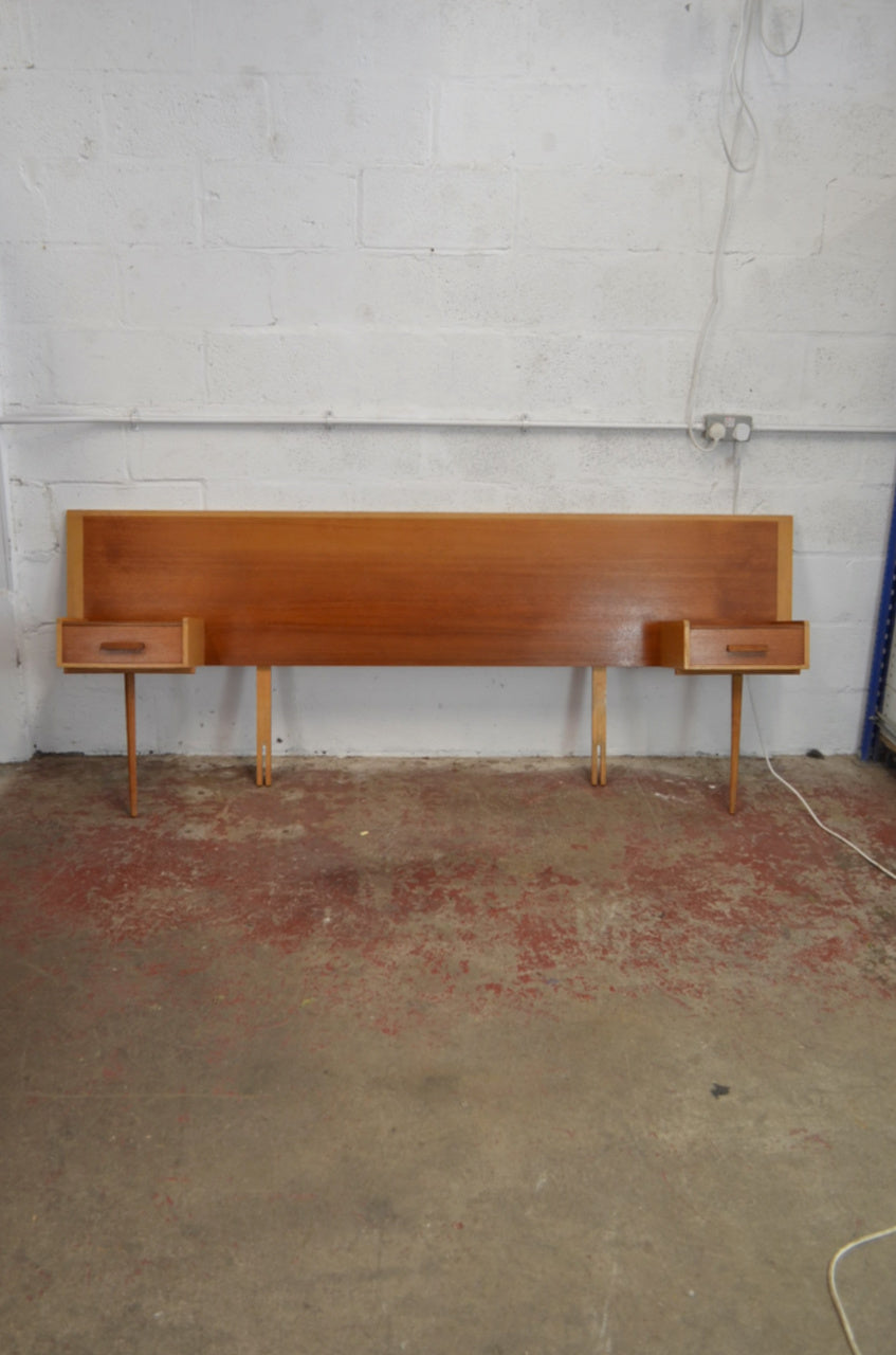 Early Vintage 1950s G Plan Headboard & Bedside Drawers