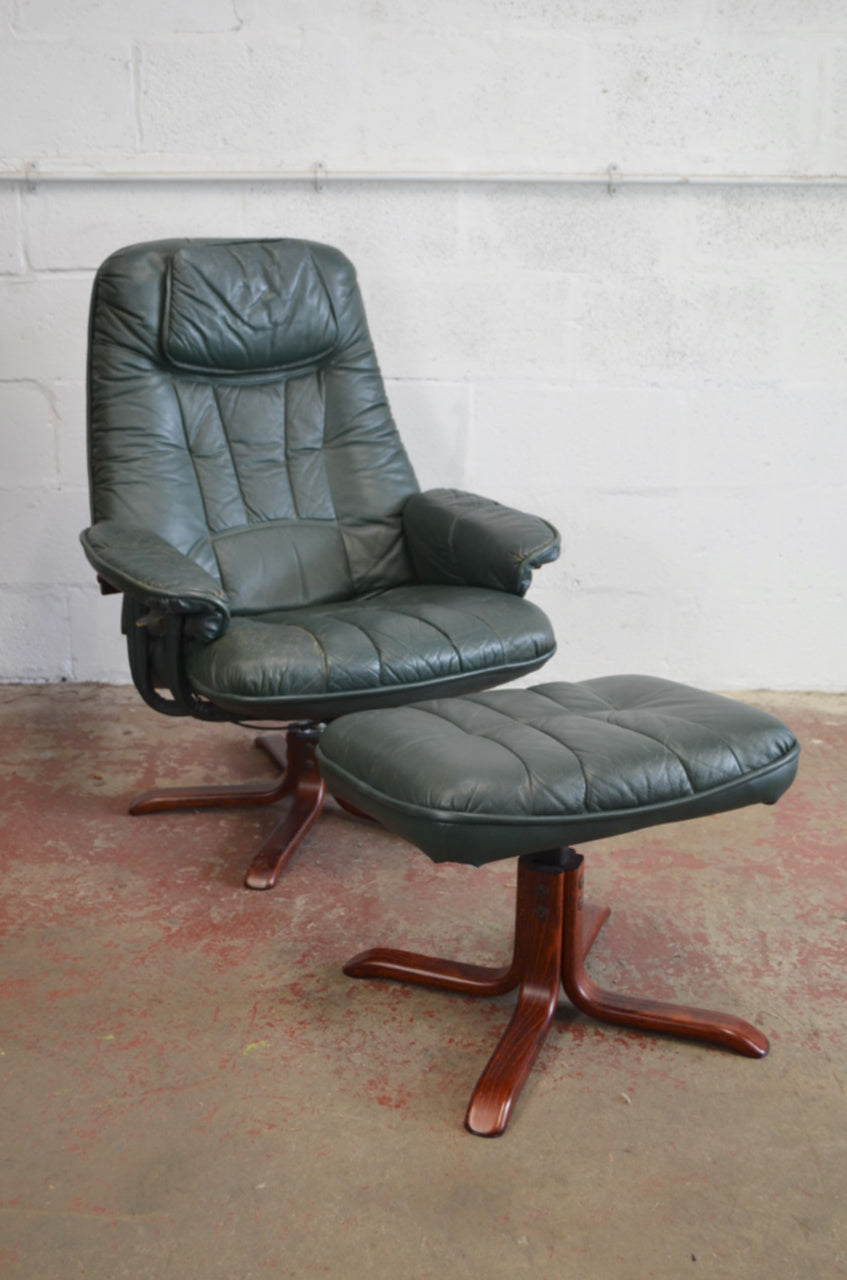 Retro 20th Century Leather Swivel Chair