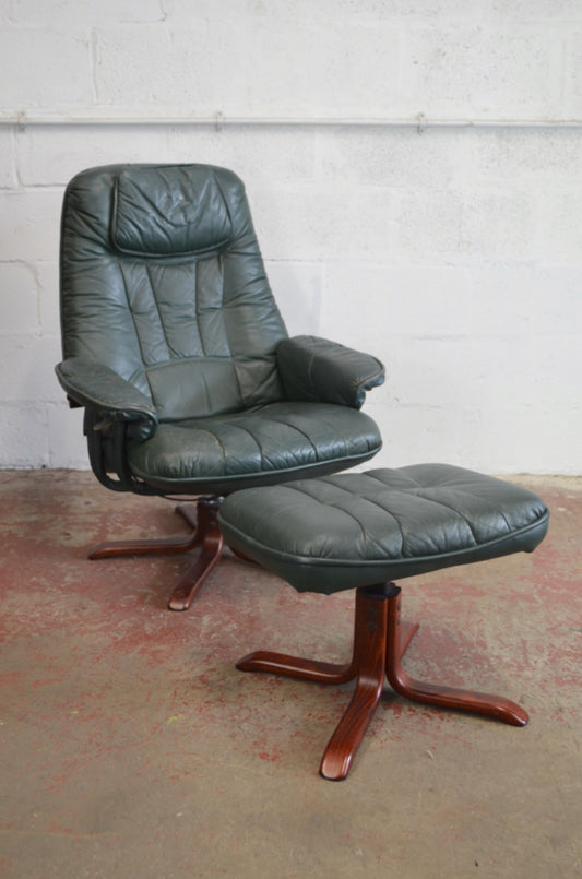 Retro 20th Century Leather Swivel Chair