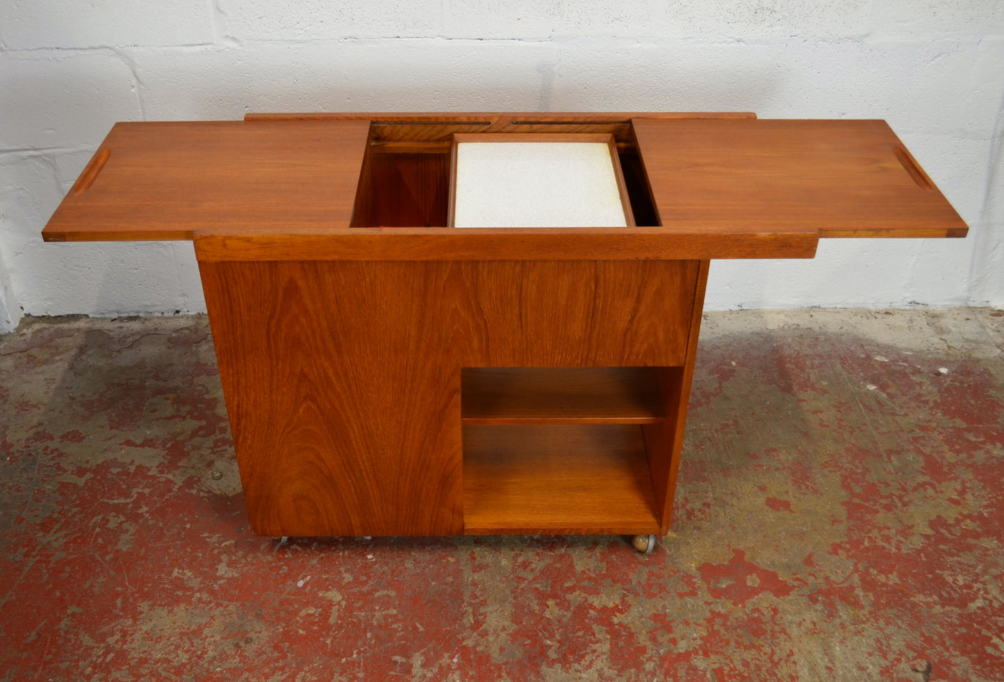 Vintage Mid Century Teak Wood Drinks Trolley