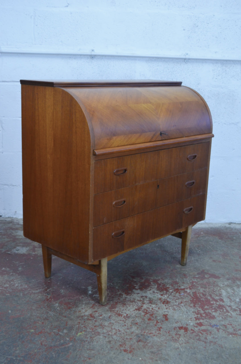 Vintage Mid Century Cylinder Bureau