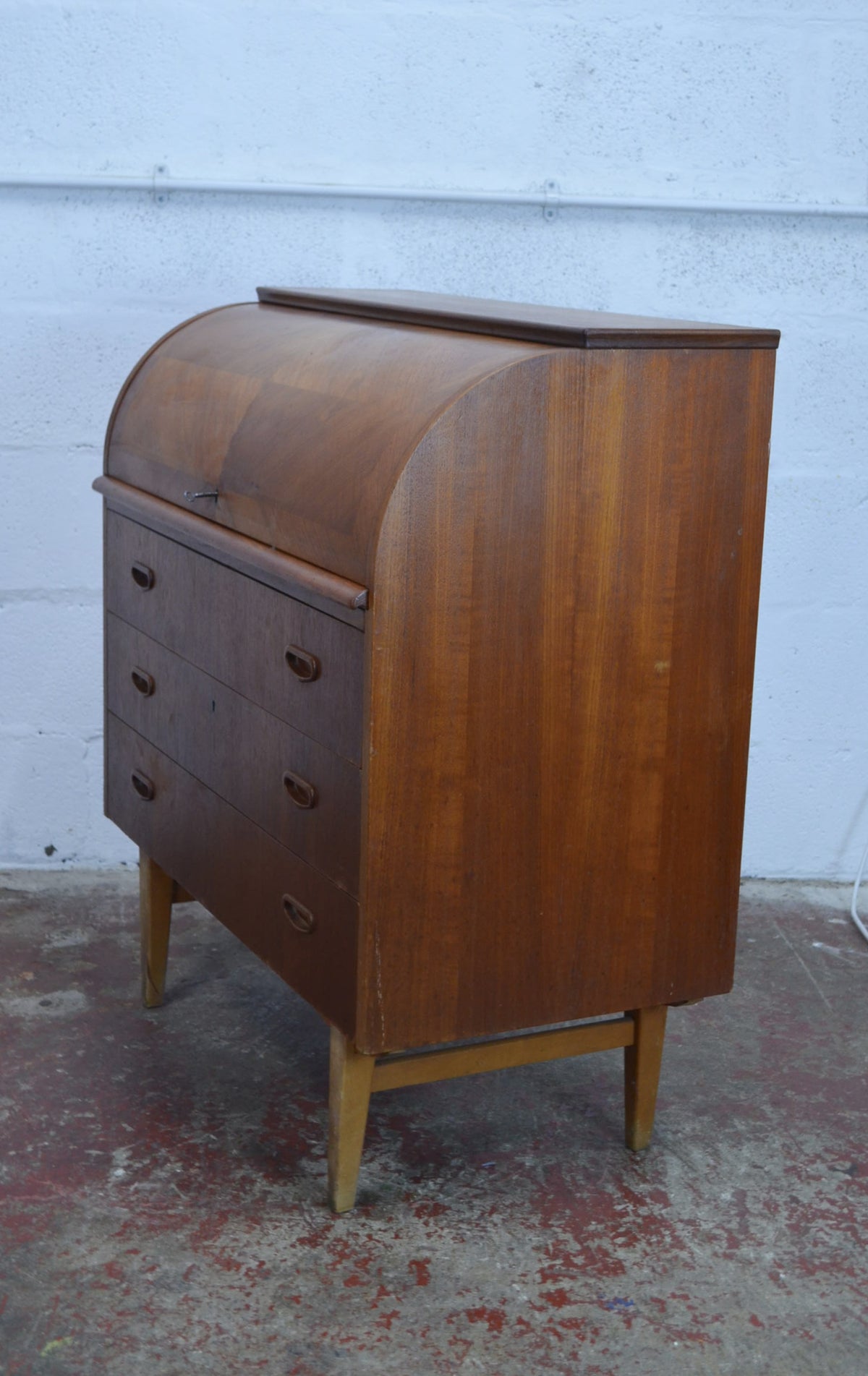 Vintage Mid Century Cylinder Bureau