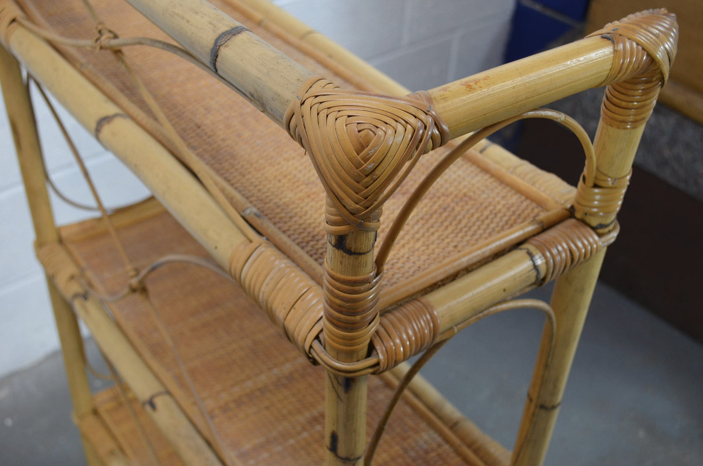 Vintage Bamboo Rattan Bookshelf (1)