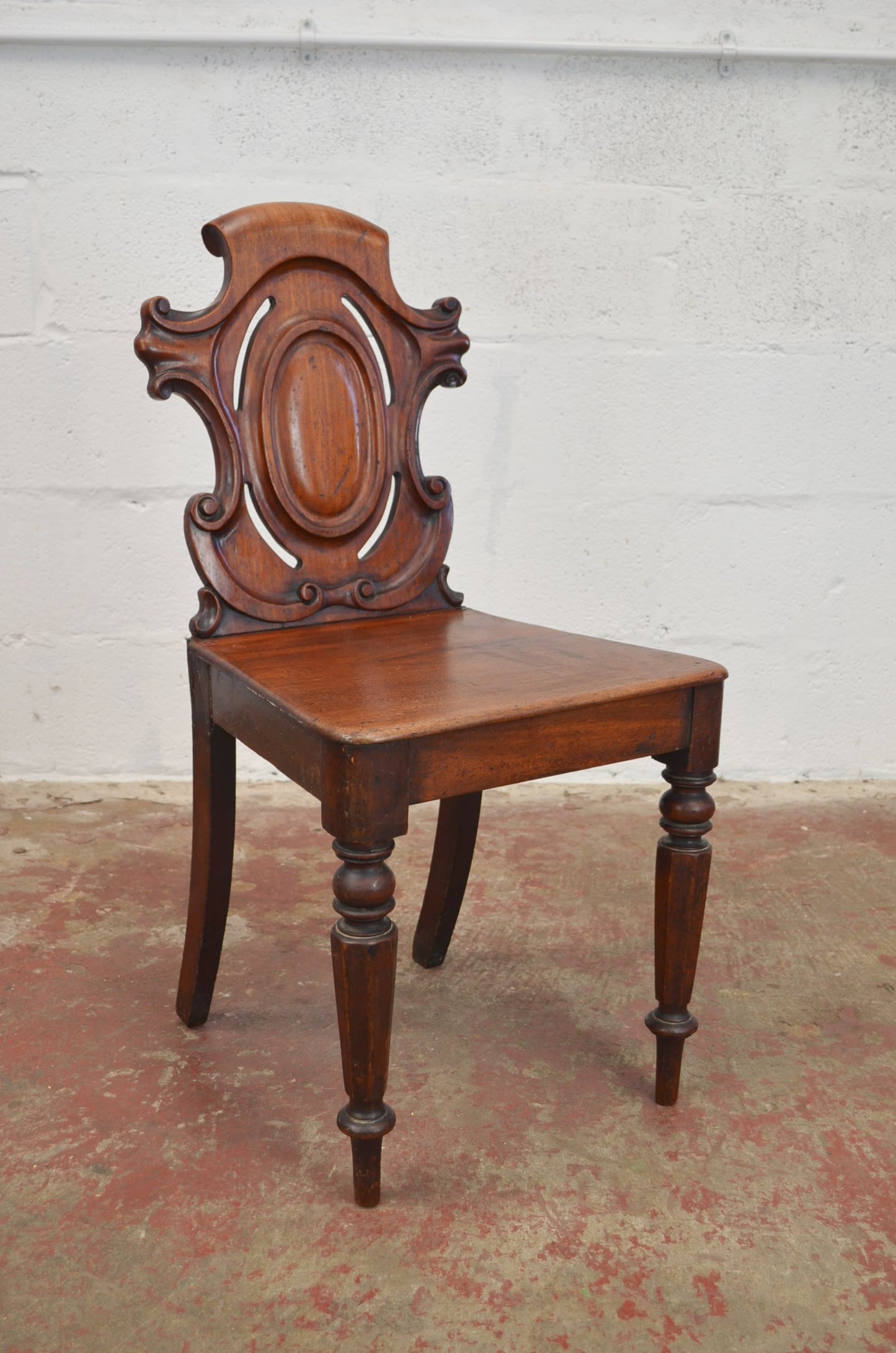 A Pair Of Antique Victorian Mahogany Hall Chairs