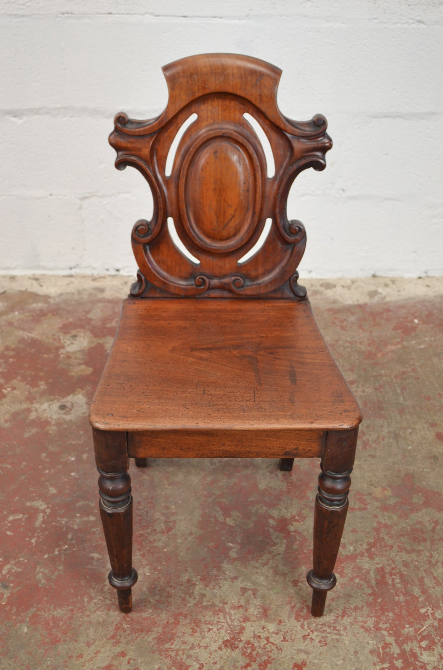 A Pair Of Antique Victorian Mahogany Hall Chairs