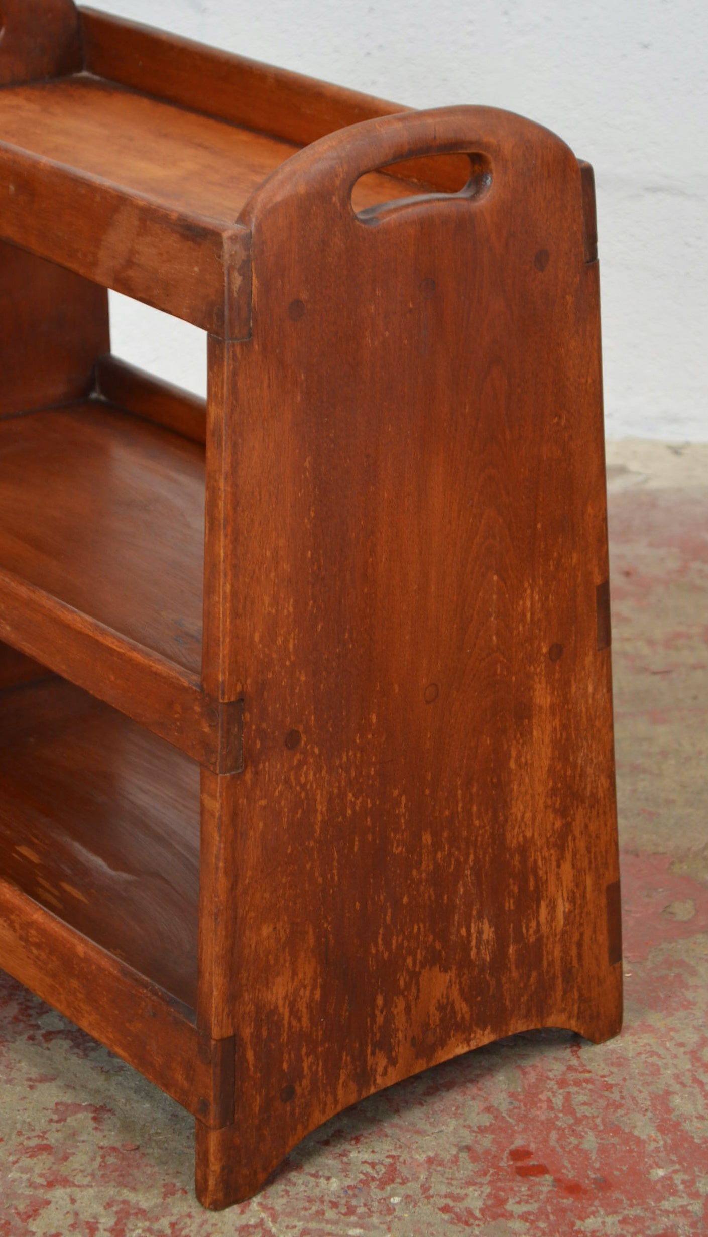Vintage Teak Bookcase With Pierced Handles