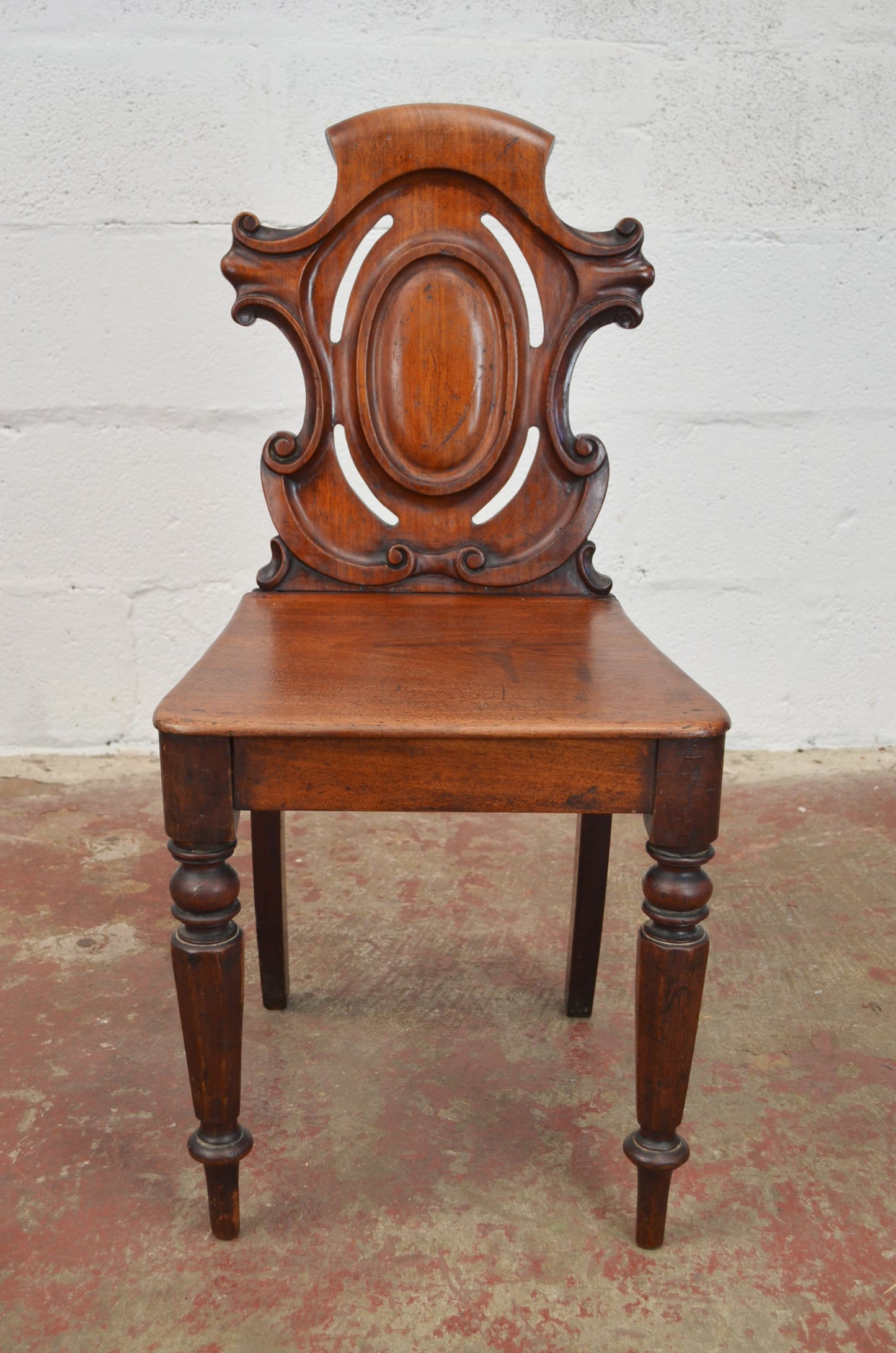 A Pair Of Antique Victorian Mahogany Hall Chairs