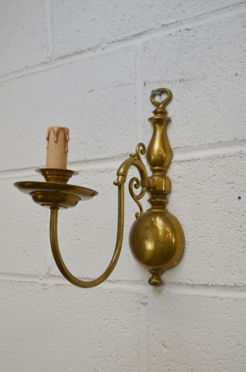 Vintage Dutch Brass Wall Sconces