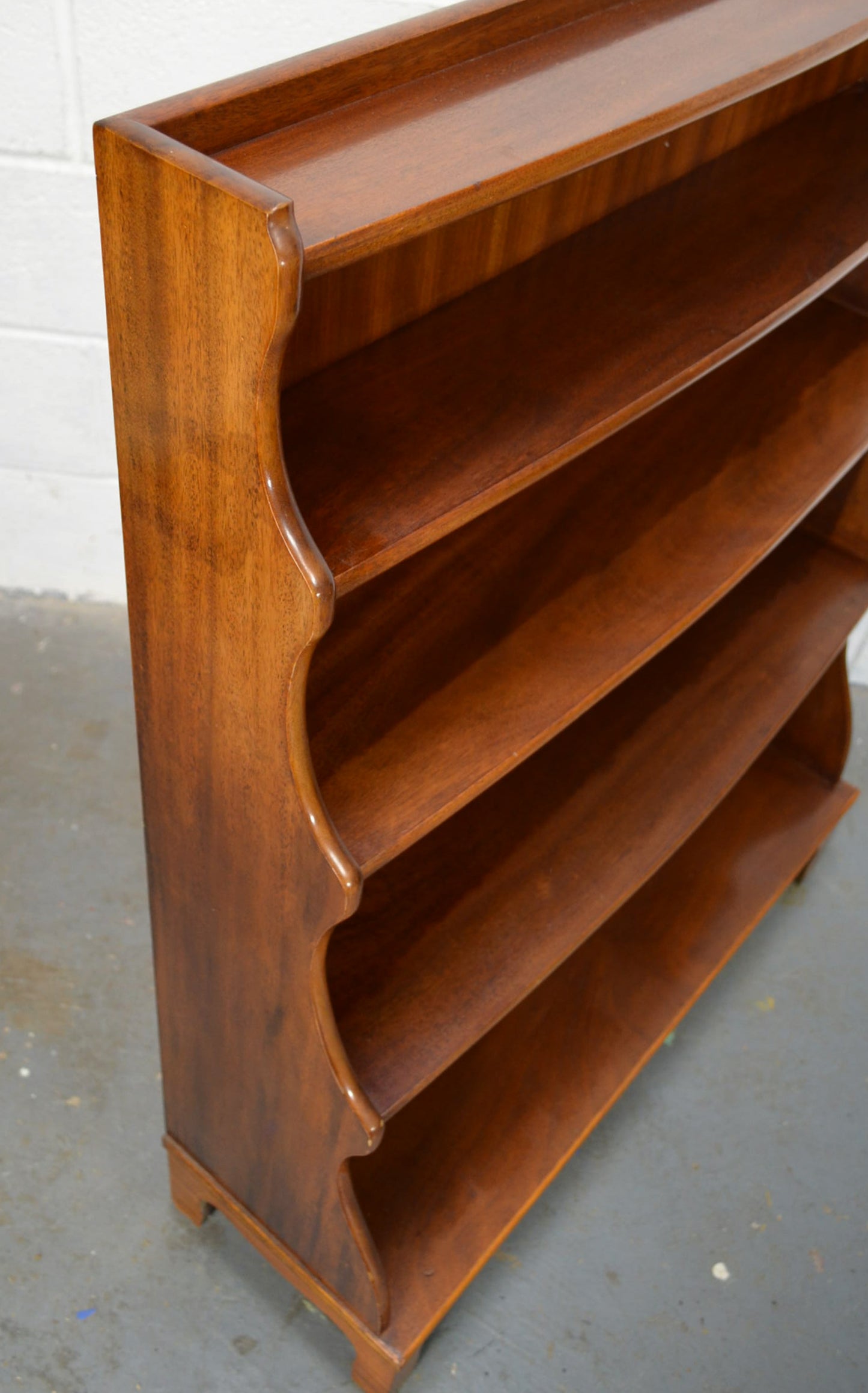 Honey Oak Early 20th Century Waterfall Bookcase