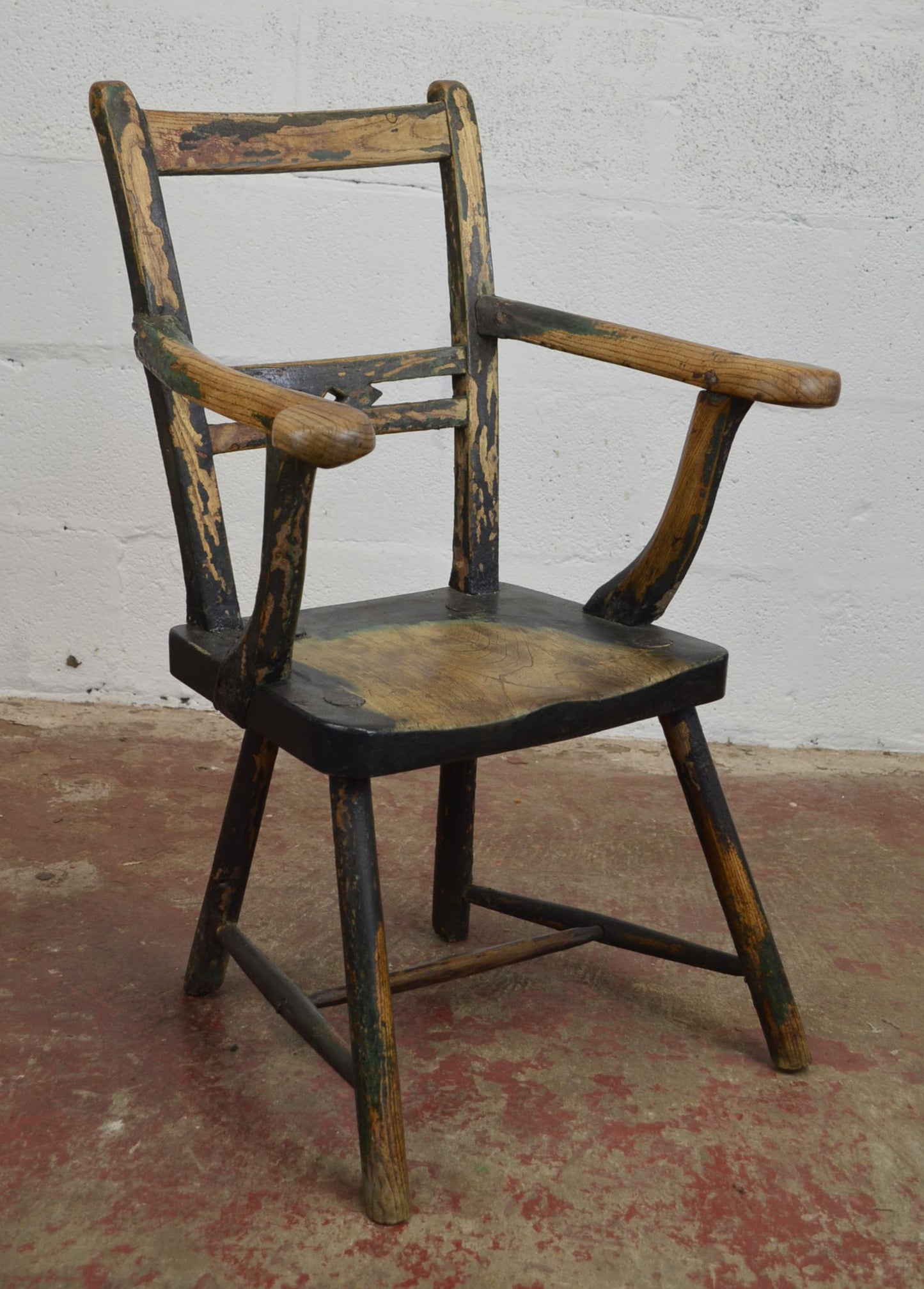 A Primitive 19th Century Elm & Ash Armchair