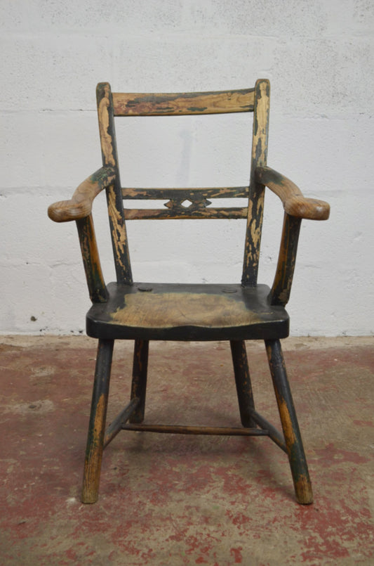 A Primitive 19th Century Elm & Ash Armchair