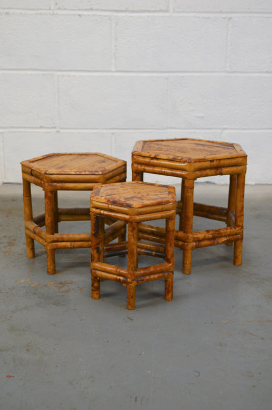 Vintage Bamboo Nest Of Tables