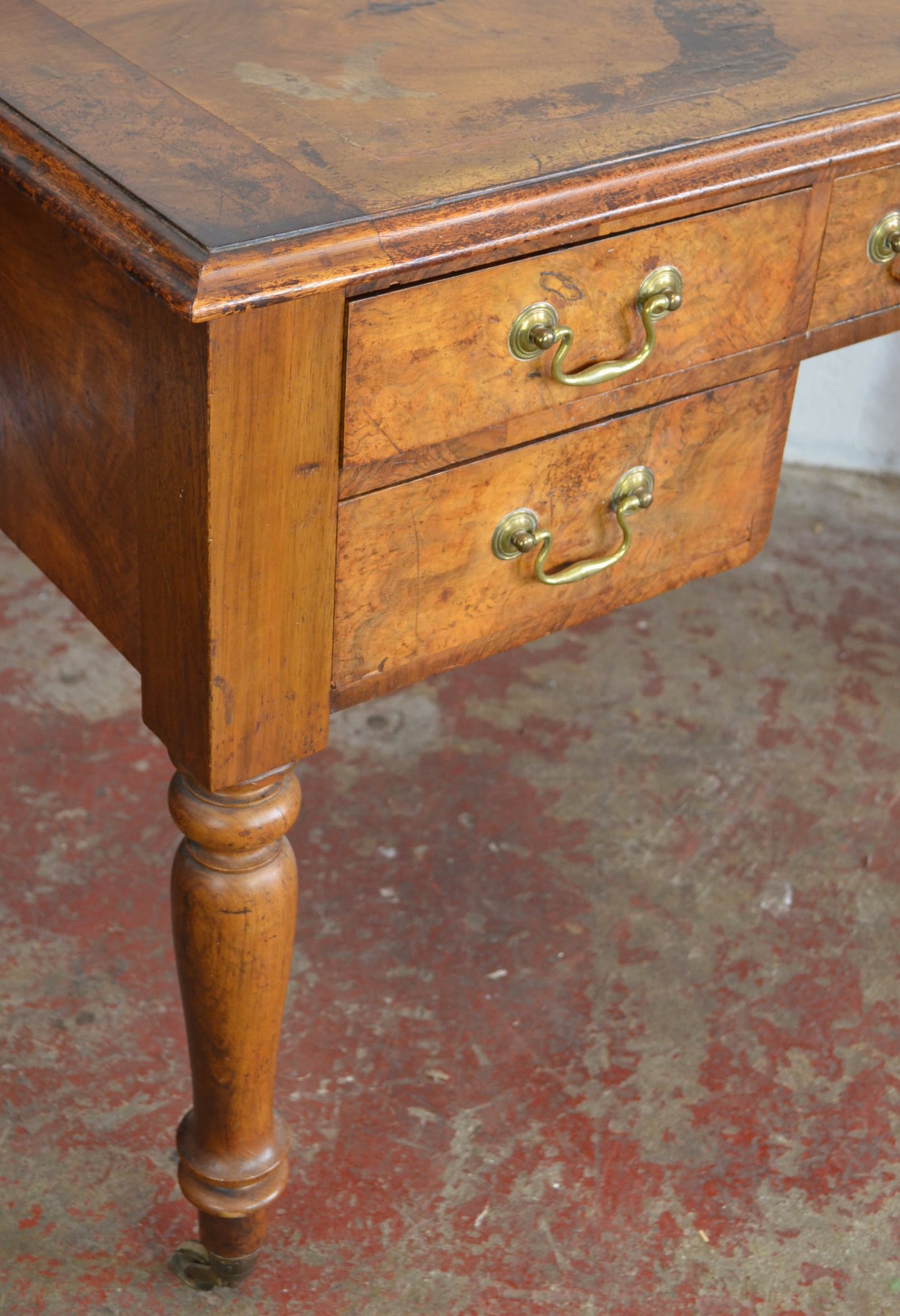 19th Century Walnut Kneehole Writing Table/Desk