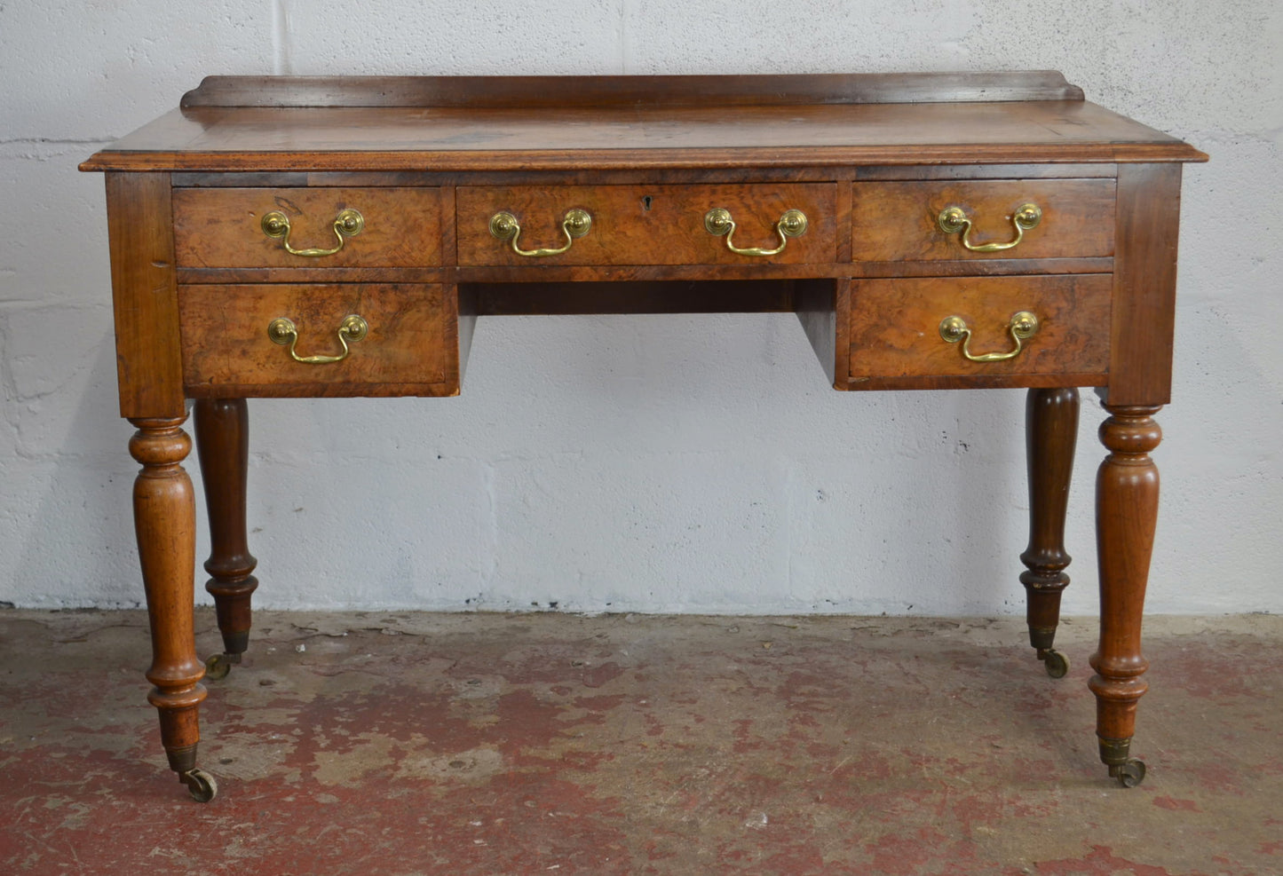 19th Century Walnut Kneehole Writing Table/Desk