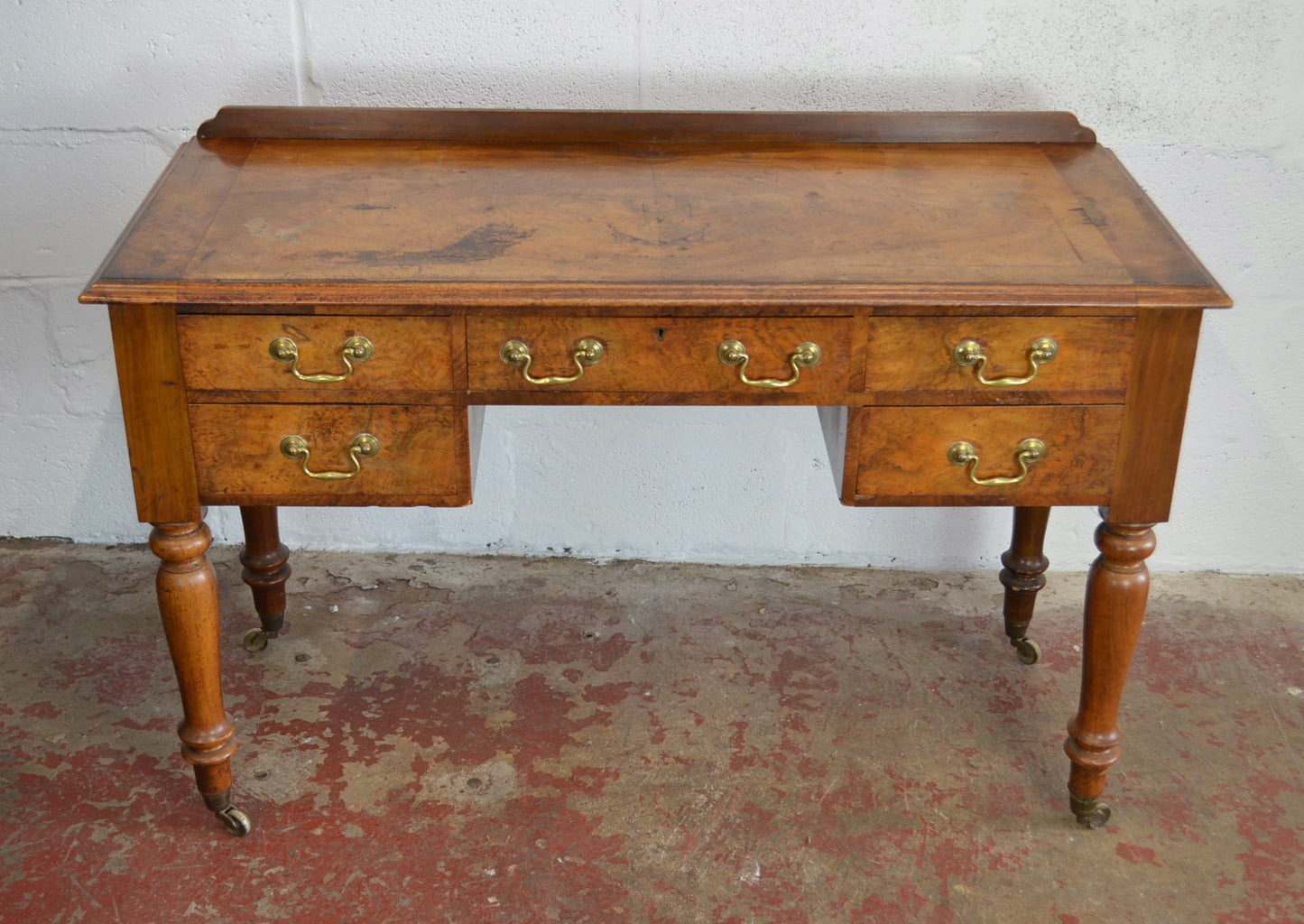 19th Century Walnut Kneehole Writing Table/Desk