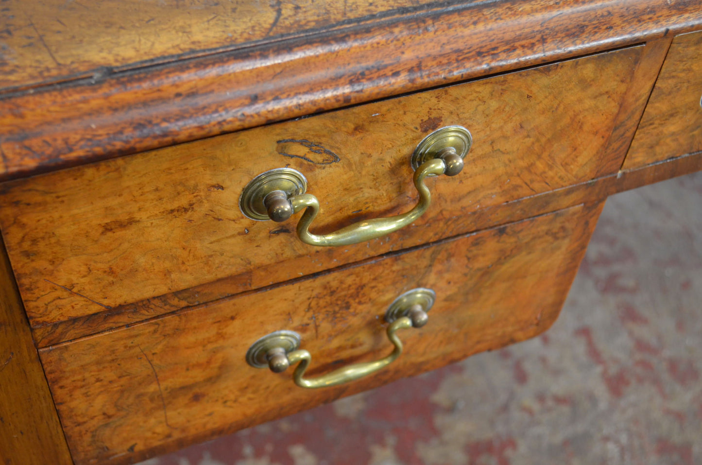19th Century Walnut Kneehole Writing Table/Desk