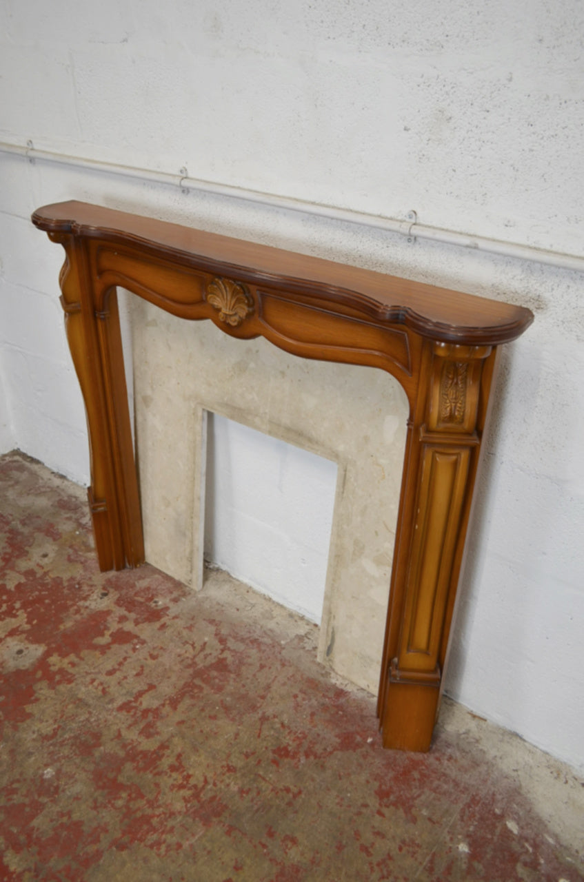 A 20th Century Antique Style Fireplace Mantel & Surround