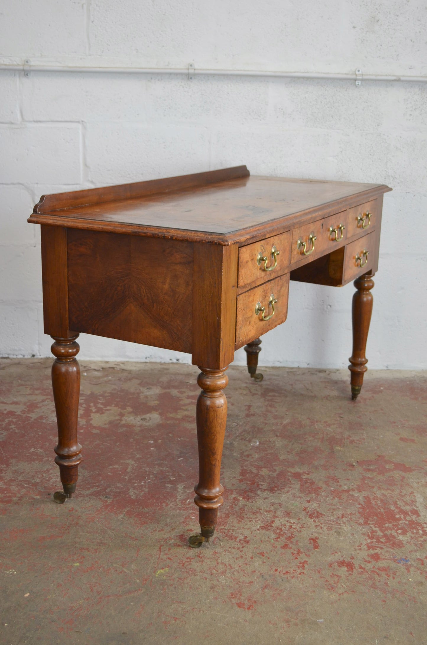 19th Century Walnut Kneehole Writing Table/Desk