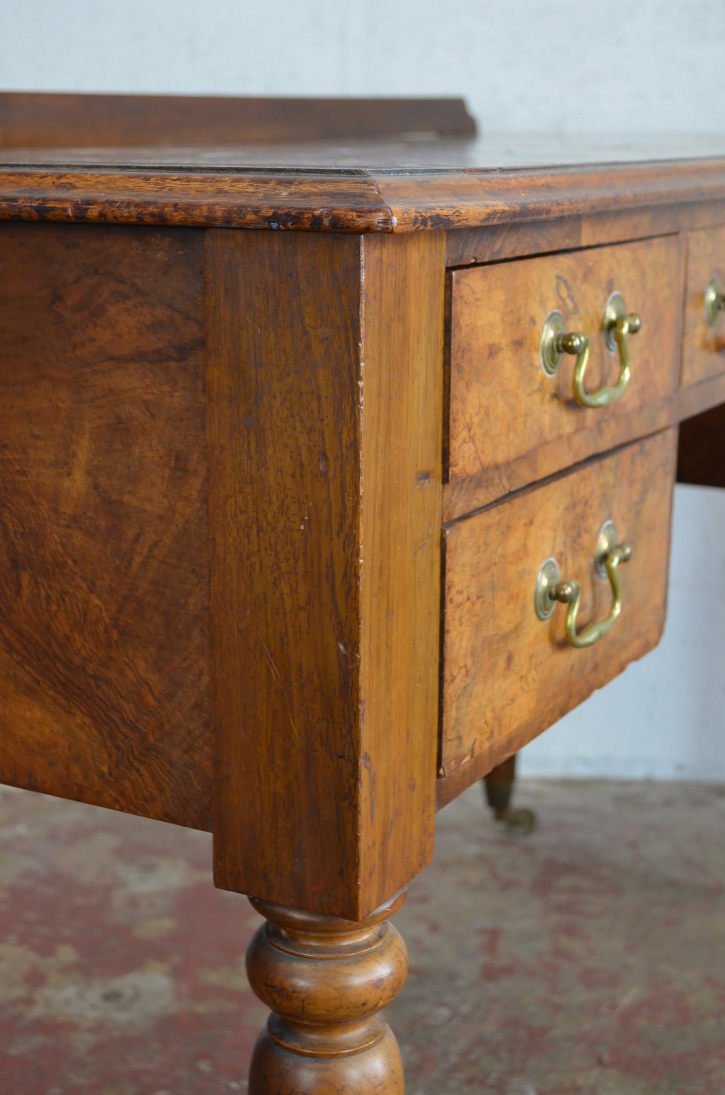 19th Century Walnut Kneehole Writing Table/Desk