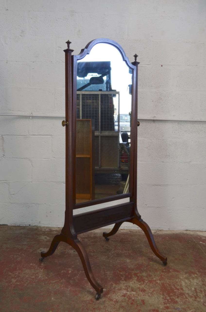 An Antique Edwardian Mahogany Cheval/Dressing Mirror