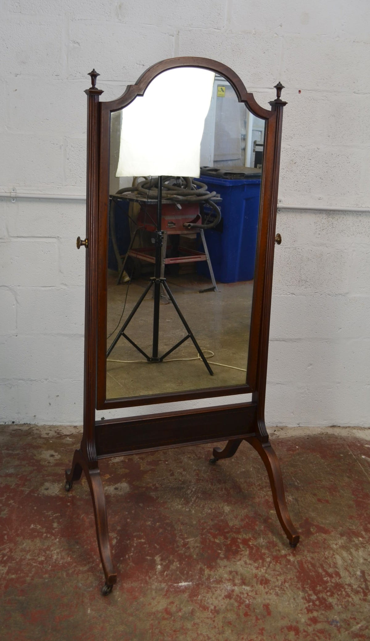 An Antique Edwardian Mahogany Cheval/Dressing Mirror