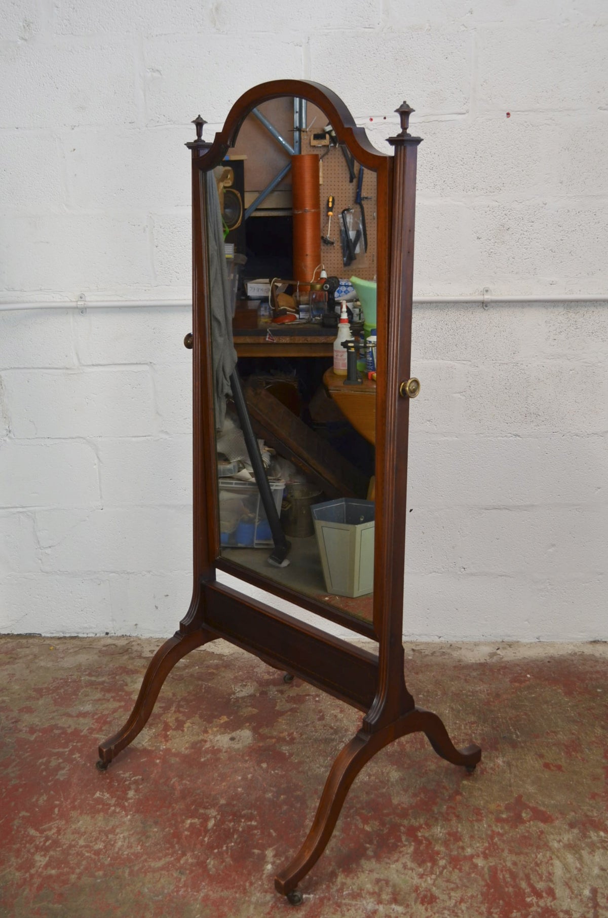 An Antique Edwardian Mahogany Cheval/Dressing Mirror