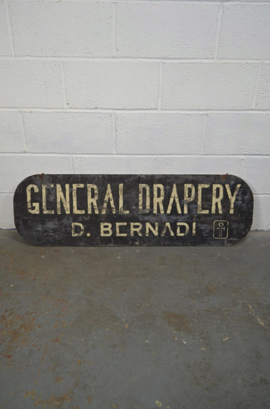 Vintage Wooden Shop Sign For General Drapery