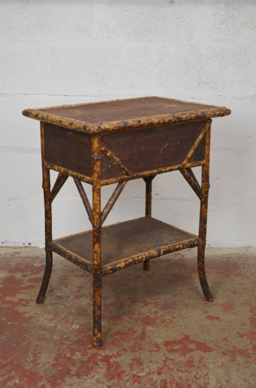 Antique Aesthetic Movement Bamboo Side/Hall Table With Storage