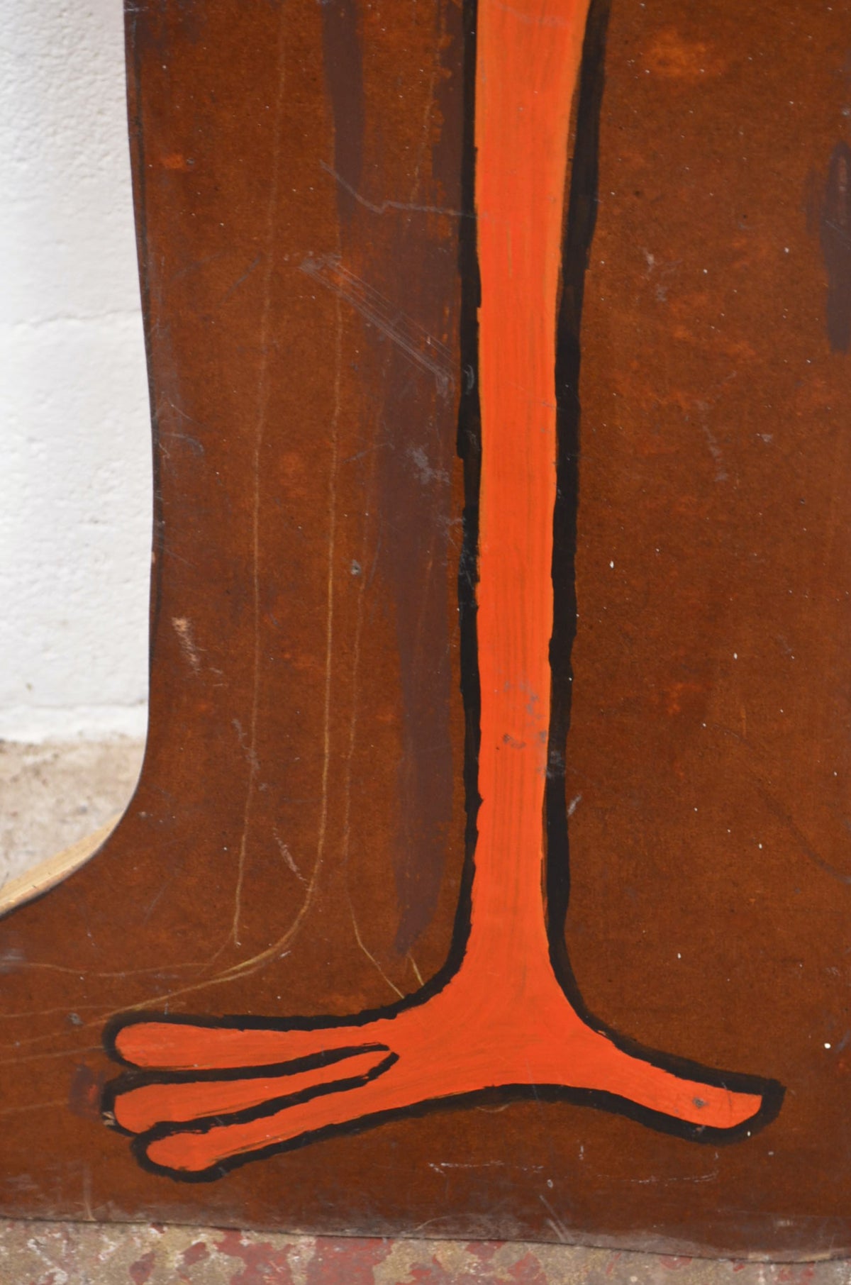 Vintage Wooden Hand Painted Fairground Sign Of A Stalk With Baby