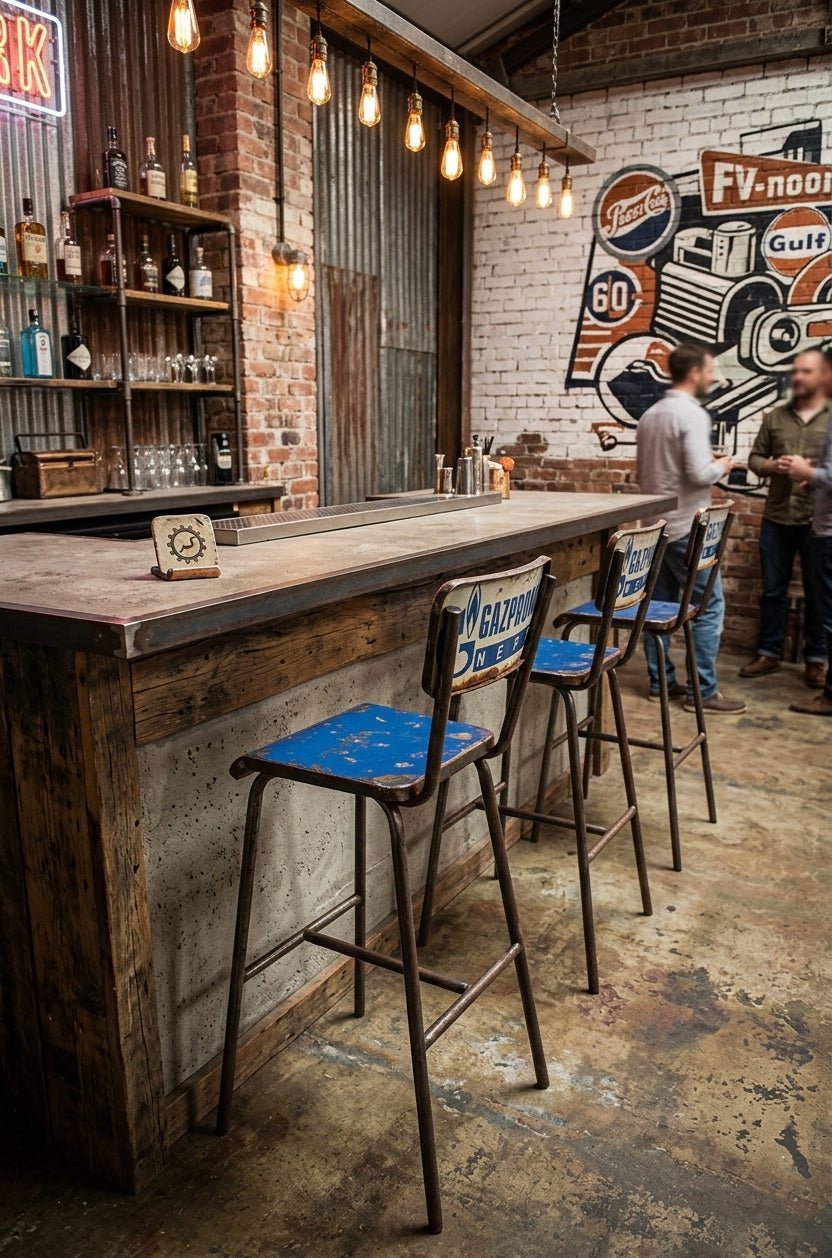 Vibrazioni Art Design ‘SECCO’ Bar Stool – Upcycled Industrial Masterpiece