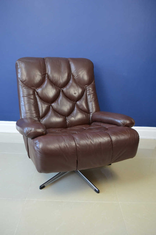 Tetrad Brown Leather Swivel Chair