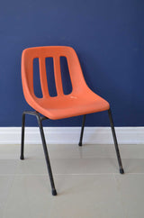 1970's Orange & Tubular Stacking Chairs