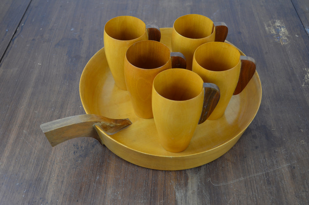 Vintage/Retro Wooden Beakers & Tray – Alt Interiors
